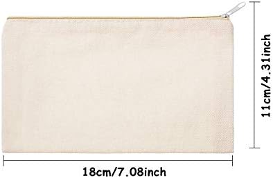 meekoo 16 Pcs Blank Canvas Zipper Pouch Pencil Bag Bulk, S, Beige - Image 2