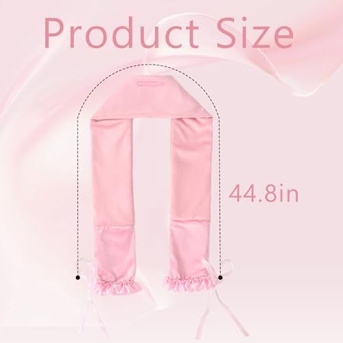Curling Tie New Hair Curlers to Sleep in, Heatless Curls Overnight Headband, Soft Ribbon Wrap for Long Hair, Perfect Natural Curls Bouncy Curls Hairstyle Hair Suitable for All Hairs Types (Pink) - Image 2