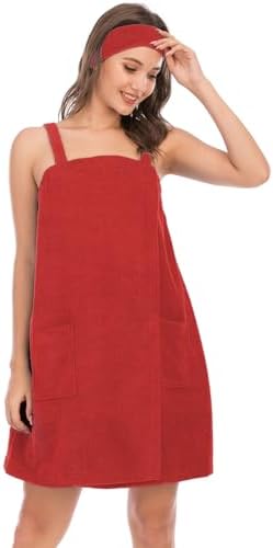 Veseacky Women Bath Wrap Towel for Womens Shower with Pocket Adjustable Spa Robe & Facial Headband - Image 3