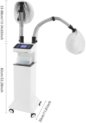 800W Nano Hooded Hair Steamer, Professional Micro Mist Hair Care Steamer with 2 Steam Caps, Salon Hair Deep Conditioning Machine with Adjustable TEM 33.8-167℉ & Timer for Home Salon SPA Use (White) - Image 4
