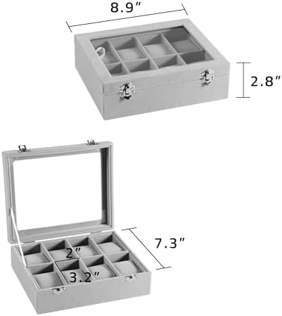 Frebeauty 8 Slot Watch Box for Men/Women,Watch Case with Glass Lid - Image 4