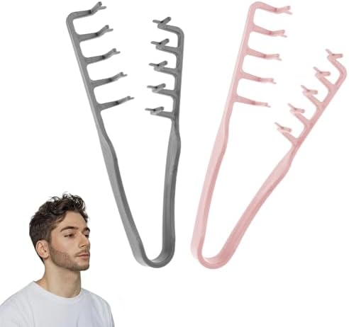 Texture Comb, Volumizing Fluffy Texture Styling Comb for Men and Women, Wide-Tooth Texturizing Styling Tool for Volume & Fringe Parting, Grey & Pink (2pcs) by Unknown
