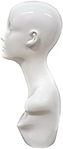 Female Glossy White Mannequin Head Stand 19"H - Image 3