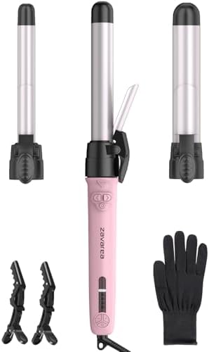 Rotating Automatic Curling Iron Set 3 Ceramic Barrels for Long Hair Waves by ZAVAREA