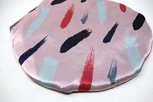 Glow By Daye Satin Bonnet, Double-Layered and Adjustable Satin Sleep Cap, Extra Large, Reversible Free Spirit Pink Brushstrokes - Image 2