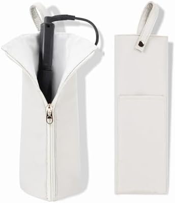 Holder & Mat for Curling Iron Flat Iron, Heat Resistant Hot Hair Tool Travel Bag Case（white by Unknown