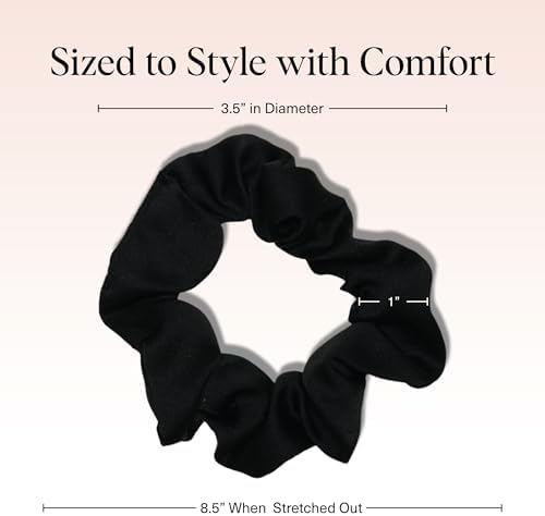 Kitsch Satin Scrunchies for Women | For All Hair Types - Black, 5pcs - Image 2