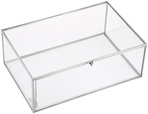 Hipiwe Vintage Glass Box with Lid Clear Jewelry Display Organizer, X-Large by Hipiwe