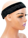 Wig Grip Band Flexible Velvet Scarf Adjustable Comfort Headband Wig Comfort Non-Slip Adjustable Fasten Wig Bands with Wavy Silicone (Black) by HairTrustyPartner