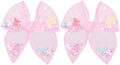 Floral Butterfly Fairy Hair Bow Clips 4" for Girls Women, 2pc Pink Mesh Tulle Shaker Fable Bow Alligator Hairpins, Spring Summer Birthday Wedding Party Dress Accessory Gift by Miroksh