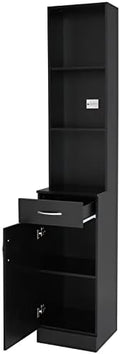 mefeir Salon Station, Barber Hair Stylist Storage Cabinet with Drawer, 5 Compartments & Shelf, Durable MDF, Organizer Equipment for Beauty Salon, Barbershop, Black by mefeir