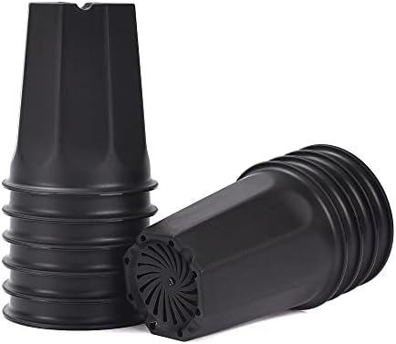 10 Pack 5.30 Inch Black Plastic Deep Nursery and Seedling Pots, Round Planter Container for Transplanting, Cutting, Succulent by BangQiao