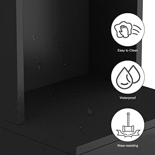 Paddie Hair Salon Stations, Lockable Barber Stations Wall Mount Salon Equipment for Hair Stylist with 1 Lockable Drawer & 1 Storage Cabinet (No Holders, Black) - Image 6