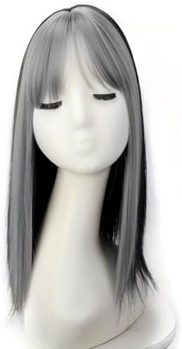 VAVANGA Hair Topper Clip-in Bangs Grey to Black Color 14" - Image 2