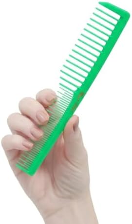 Krest 6000 7 in. Teasing Combs Lift Vent Hair Combs Pack Space Tooth Wide teeth Comb 12 Pc (Neon Green) - Image 2