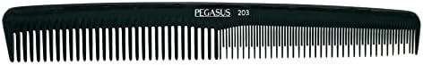 Pegasus 203, 7in Hard Rubber Hair Trimming/Cutting Tease Comb, Handmade, Seamless, Smooth Edges, Anti Static, Heat and Chemically Resistant, Everyday Grooming Comb | Peines de goma dura - Black by AmeliaBeauty