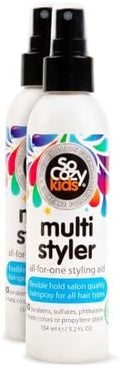 SoCozy Multi Styler,Styling Hair Spray for Kids,Safe for Everyday Use (5.2 Fl Oz) Holds Like a Light Gel,Gentle Formula with Quinoa,Vitamin B5&Aloe,No Parabens,Sulfates or Synthetic Colors,(Pack of 2) by SoCozy