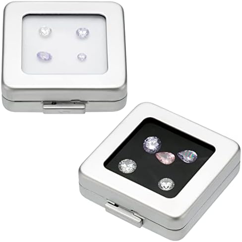 Glass Top Loose Diamond or Gemstone Display Box Case Holder Show Container Metal (Silver Medium) - Image 6