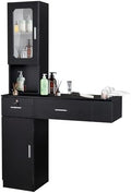 Winado Wall Mount Barber Salon Station, Makeup Vanity Desk with Cabinet by Winado