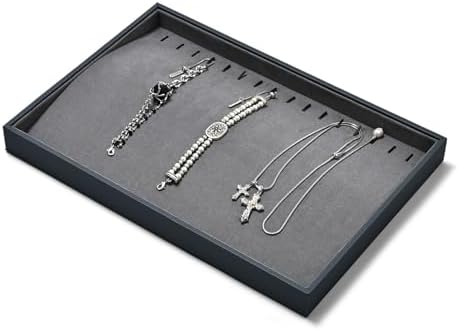 Grey Microfiber 20 Hook Anti-Tangle Necklace Bracelet Jewelry Tray - Image 6