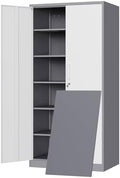 Yizosh Metal Storage Cabinet with 2 Locking Doors and 5 Adjustable Shelves, 72" Garage Storage Cabinet Steel Lockable for Office,Home,Garage by Yizosh
