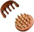 Wooden Scalp Massager & Hair Scrubber, Two-Piece Set by Smowfes