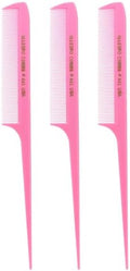 Allegro Combs 441 Rat Tail Combs Braiding Parting Fine Teeth Rattail Set For Hair Styling For Hair Coloring 3 Units (Deep Pink) by AllegroCombs