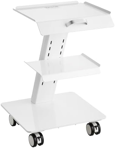 VEVOR Esthetician Cart with Swivel Wheels, 3-Tier Rolling Beauty Salon Trolley, Steel Metal Mobile Storage Tray for Lab, Clinic, Spa & Tattoo Studios, 220 lbs Weight Capacity by VEVOR