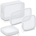 Weewooday 4Pcs Mesh Makeup Bag, White, Small, Large, Medium, Classic by Weewooday