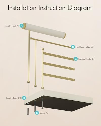 VLANDO Jewelry Stand Organizer with Ring Holder, Jewelry Holder Organizer with Tray, Necklace Holder Bracket Holder Earring Holder - White - Image 5