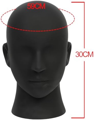 Male Mannequin Head Professional PVC Manikin Head for Display Wigs Hats Headphone Mask Sunglasses Scarf Jewelry Display Stand (Matte Black) - Image 2