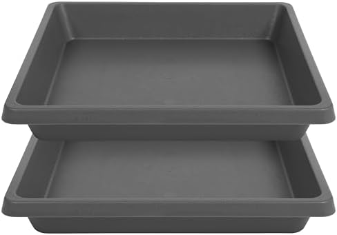 Square Plant Saucer 8 Inch 2 Pack, Saucers for Potted Plants and Water Catcher Tray, Planter Durable Plastic Trays, Plant Drip Trays and Flower Pot Saucers, Plant Saucers for Indoors and Outdoors by Unknown