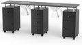 OmySalon Double Manicure Table w/Dust Collector, Nail Table Station for Nail Tech, Makeup Desk w/Wheels Arm Rest Drawers Cabinet Storage, for Beauty Spa Salon, Acetone Resistant (Black) by OmySalon