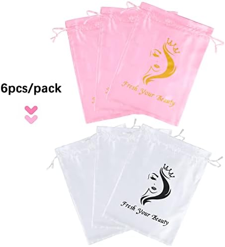 6 Pcs Wig Storage Bags, Mix White and Pink - Image 2