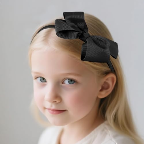 baotongle 11pcs Black School Hair Accessories Set Uniform Hair Bow Headband Clips Hair Ties Curly Bows for Little Toddler School Girls (Black) - Image 5