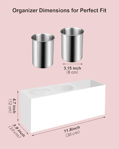 Hair Tool Organizer, Hair Dryer Holder with Heatproof Steel Cups, Acrylic Vanity Organizer for Curling Iron, Flat Iron & Hair Brushes, Perfect for Bathroom (White, Standard) - Image 6