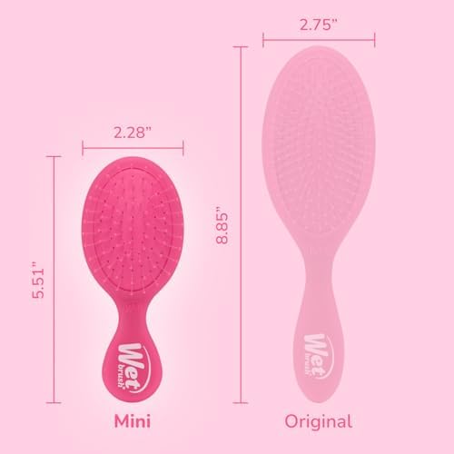 Wet Brush Mini Detangler Hair Brush, Pink Frost, Detangling Travel Hairbrush, Ultra-Soft IntelliFlex Bristles Glide Through Tangles with Ease, Pain-Free, All Hair Types - Image 5