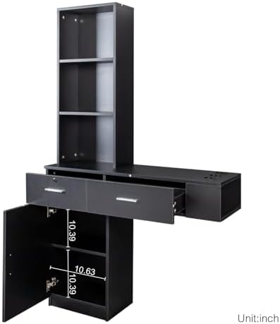 Modern 66.93" Tall Multi-Layer Hair Styling Storage Cabinet, Salon Spa Station with Appliance Holders and Lockable Drawer, Ideal for Salons, Barber Shops, and Home Use, Black - Image 5