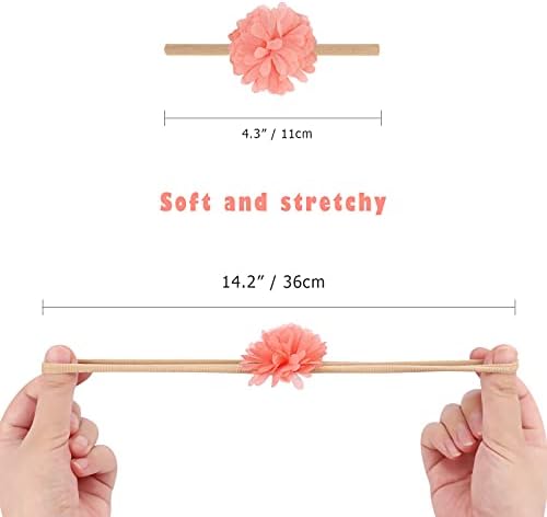 BQUBO Baby Girl Headbands with Bows Nylon Hairbands Handmade Hair Accessories for Newborn Infant Toddlers 10 Pack - Image 2