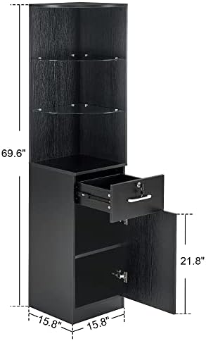 BarberPub Corner Storage Cabinet with Shelves, Beauty Storage 3200 (Black) - Image 3