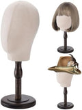 Peohud 21 Inch Mannequin Head, Canvas Wig Stand with Head, Linen Dome Model Head with Detachable Wood Stand for Hats, Caps, Headdress, Wig Making, Headband Display by Peohud