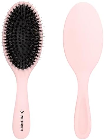 EAGLE FORTRESS Boar Bristle Hair Brush for Fine Hair & Extensions, Pink by EAGLEFORTRESS