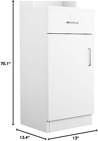 OmySalon Salon Hair Styling Station, Barber Storage Cabinet, Salon Equipement with 5 Compartments, 1 Drawer, 1 Door (White) - Image 3