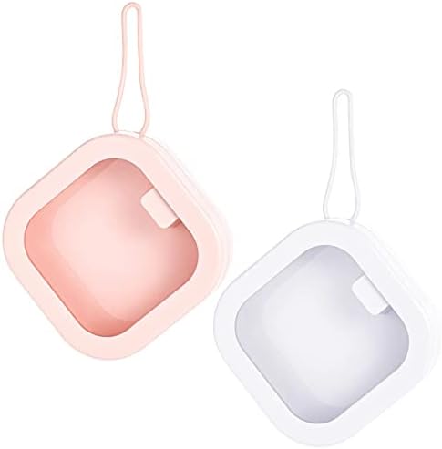 Prudiut Hair Tie Organizer 2 Pack, Portable Storage Box, Pink White by Prudiut