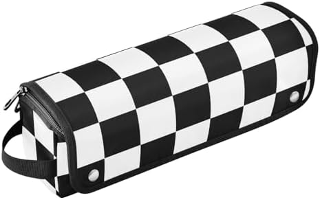 Checkerboard Plaid Hair Tools Travel Bag Carrying Case Portable Travel Organizer Pouch with Heat Resistant Mat for Hair Dryer Flat Irons Curling Iron by PJXTH