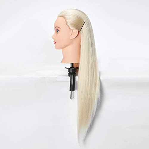 26-28'' Mannequin Head Synthetic Fiber Hair Styling Training Head Dolls for Cosmetology Manikin Maniquins Practice Head with Stand (6611W61320) - Image 3