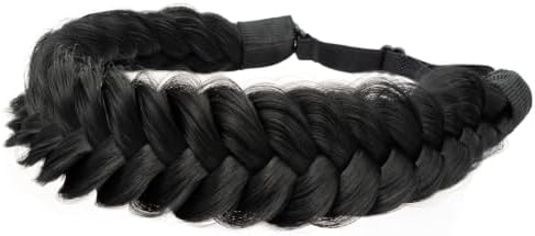 Synthetic Hair Braided Headband Classic Wide Strands Wedding Disorderly Fluffy Braids Wig Band Women Beauty Accessory - Image 5