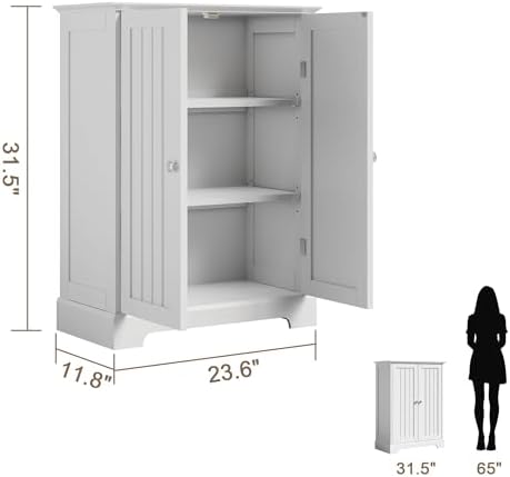 ChooChoo Bathroom Floor Cabinet with 2 Doors and Adjustable Shelves - Image 3