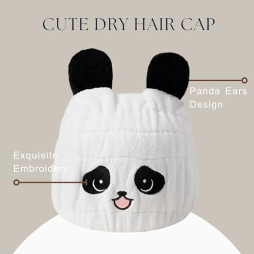 Microfiber Hair Towel Wrap for Kids, Panda Toddler Quick Drying Cap - Image 6