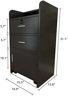 Hair Salon Storage Cart with Locable Wheels & 3 Hair Dryer Holders & 2 Drawers & Lock & 2 Keys, Rolling Salon Cart for Hair Stylist, Hairdresser, Beauty (Black - A) - Image 6